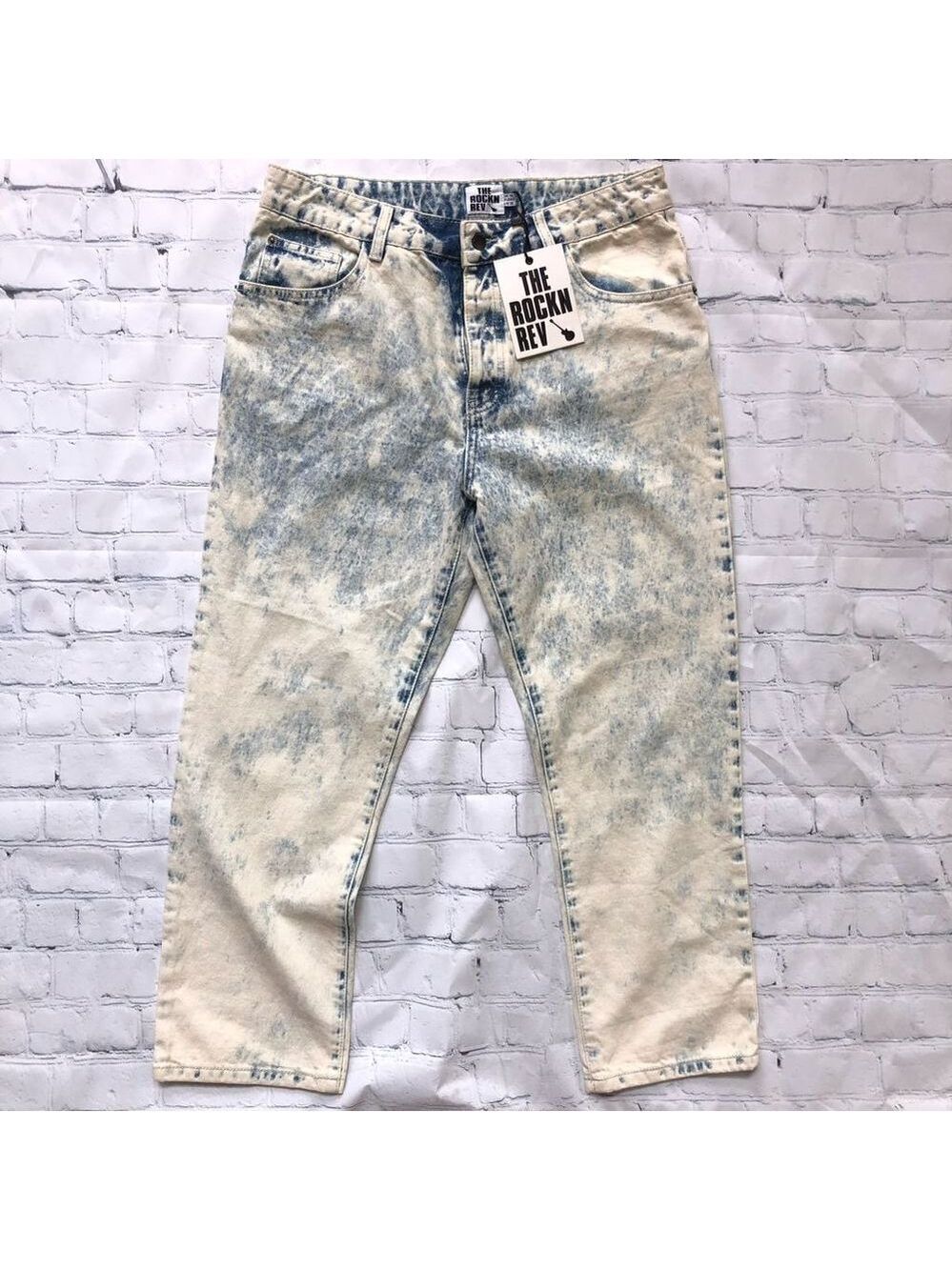 NWT womens size 10 the rockn rev acid wash cropped high waist mom jeans